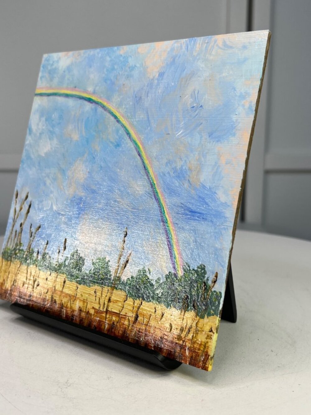 Follow Every Rainbow Original 6" x 6" Acrylic Painting Nature Theme Wall Art - Picture 12 of 13